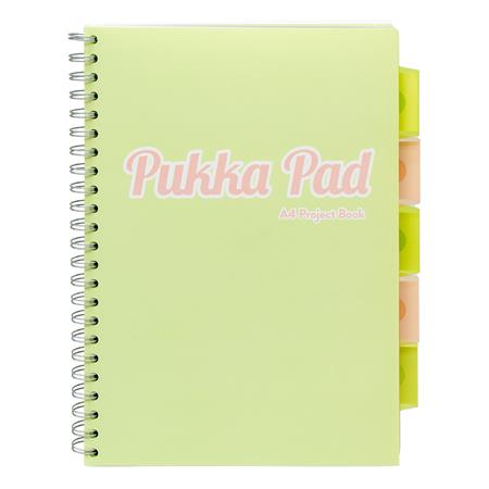 Spirálfüzet, A4, vonalas, 100 lap, PUKKA PAD "Pastel project book", vegyes szín